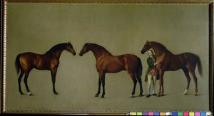 Whistlejacket en twee andere hengsten met Simon Cobb, de stalknecht, 1762